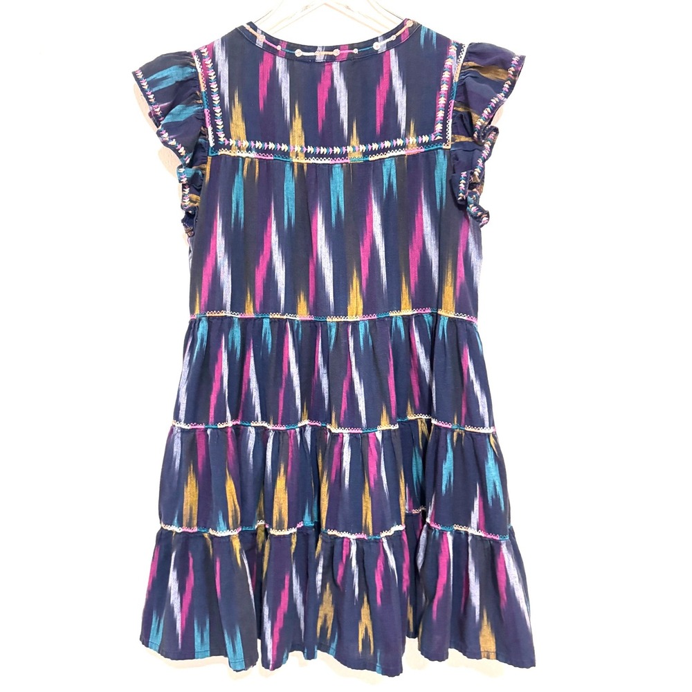 Roller Rabbit Navy Ikat Michi Tiered Mini Dress with Flutter Sleeves - Picture 5 of 5
